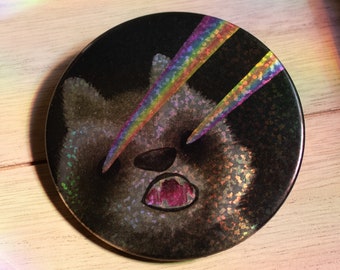 Pulsante scintillante olografico Angry Gay Raccoon