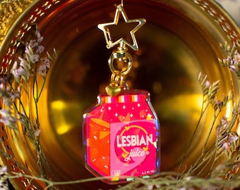 Lesbian Juice Holographic Epoxy Keychain