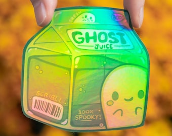 Ghost Juice Box Spooky Holographic Sticker