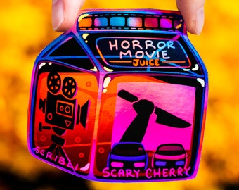 Horror Movie Juice Box Spooky Holographic Sticker