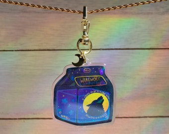 Werewolf Juice Holographic Glitter Epoxy Keychain