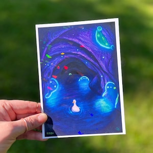 Wrong Turn Duck with Ghosts 7x5” Holographic Art Print