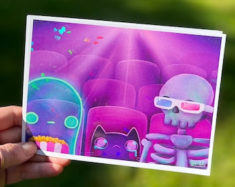 Spooky Movie Friends 7x5" stampa d'arte olografica