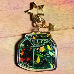 UFO Juice Holographic Glitter Epoxy Keychain