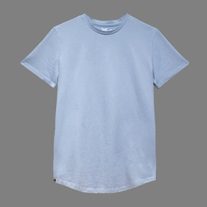 Men&#39;s Organic Hemp Curved Hem Athletic Short Sleeve Blue T-Shirt (S OR MED ONLY)