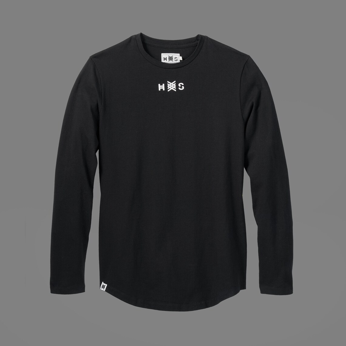 curved hem t shirt long sleeve