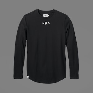 メンズ オーガニック ヘンプ カーブヘム アスレチック ロングスリーブ Tシャツ