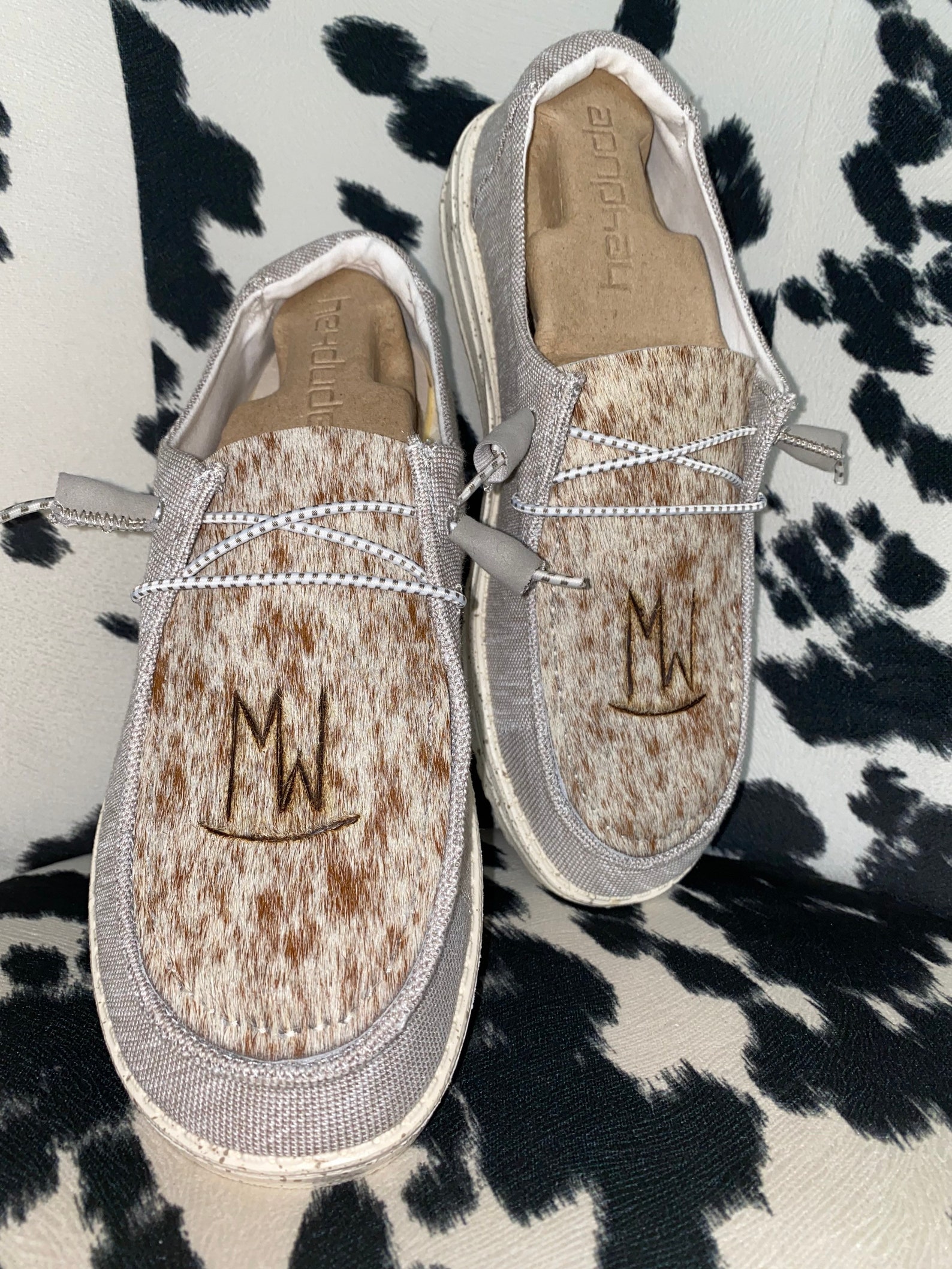 BRANDED Cowhide Hey Dudes Etsy