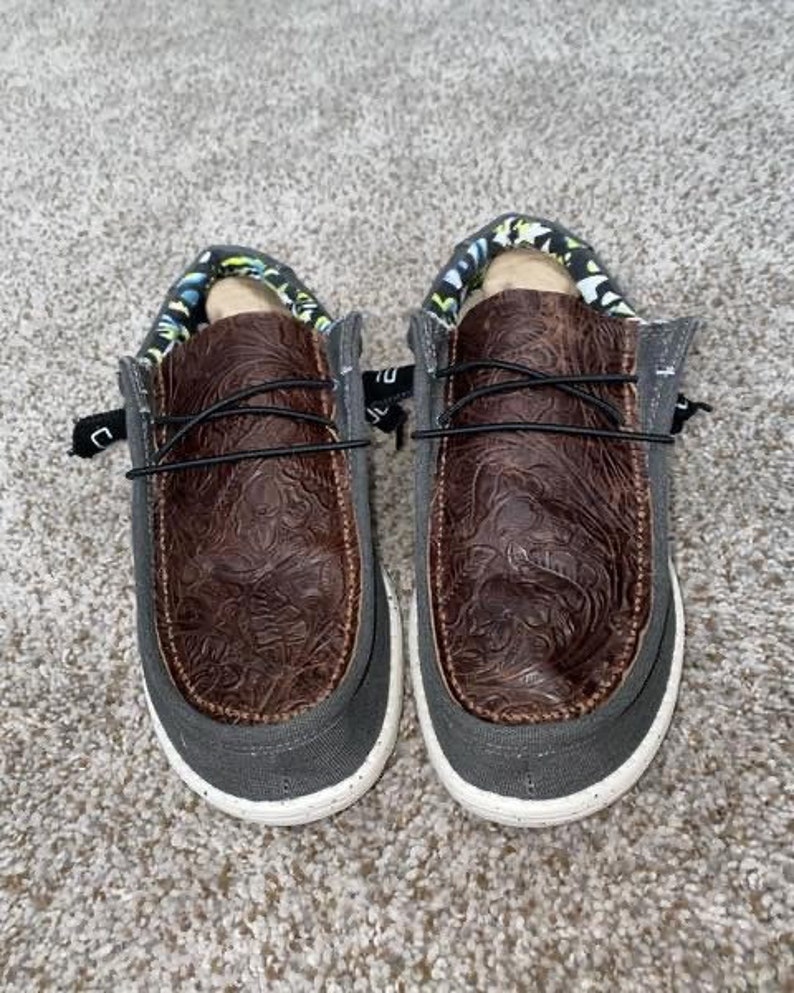 Tooled Leather Hey Dudes Shoes - Etsy