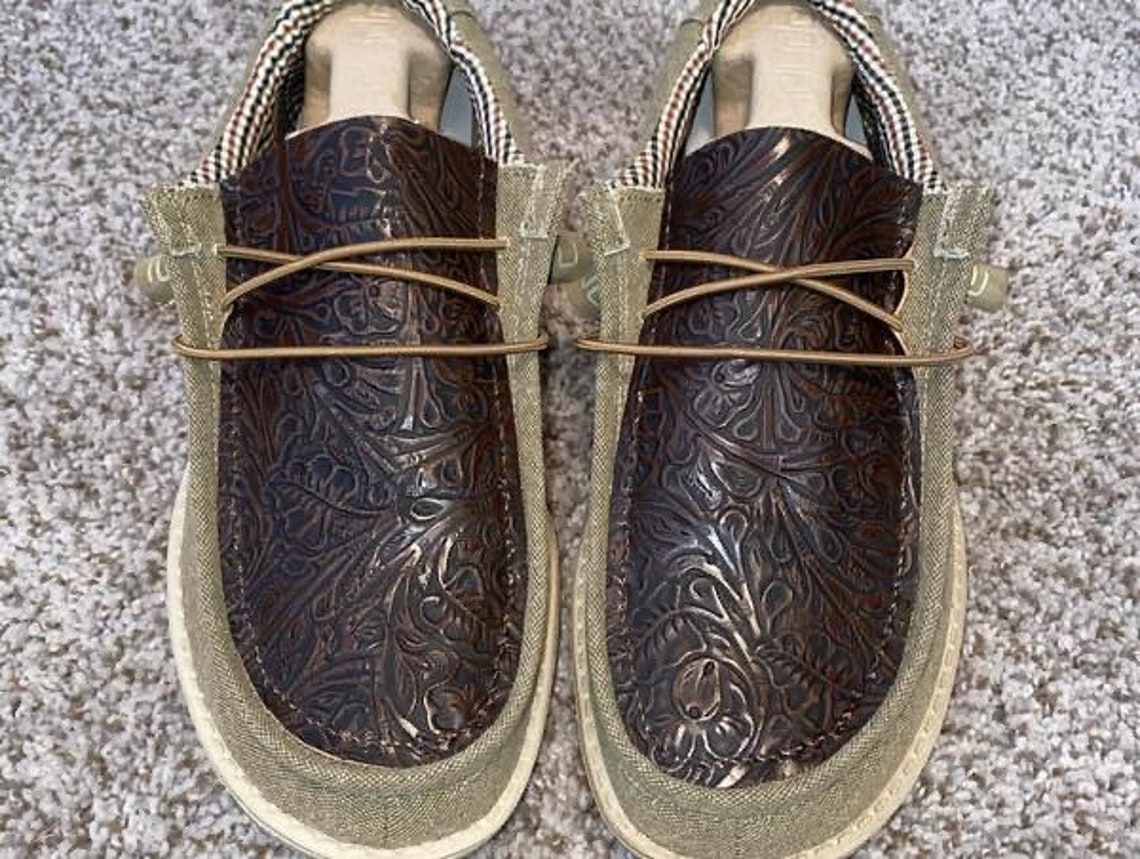 Tooled Leather Hey Dudes Shoes | Etsy