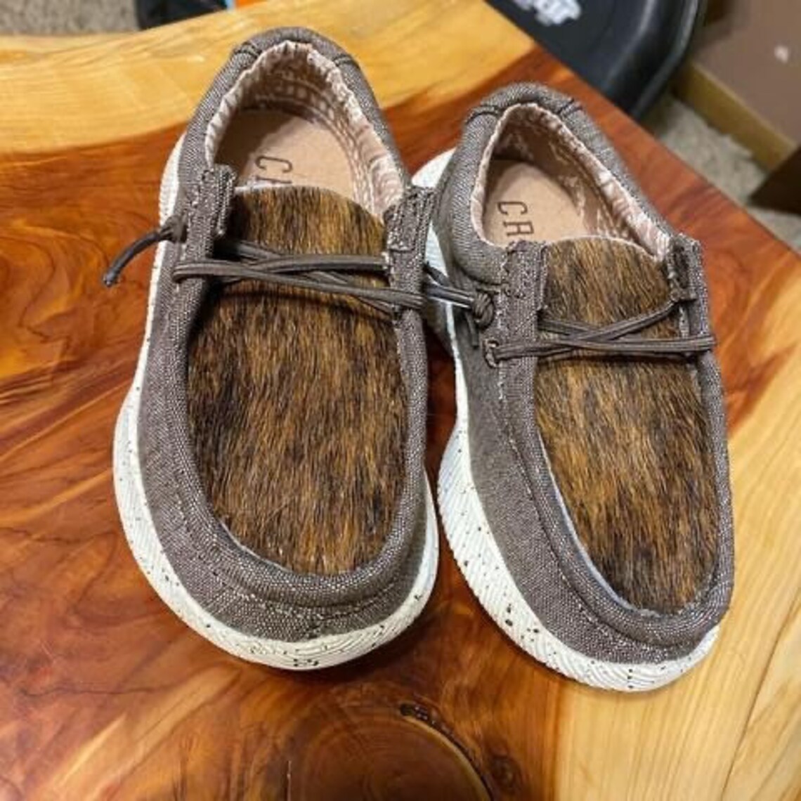 Custom Cowhide & Tooled Leather Hey Dudes YOUTH Etsy