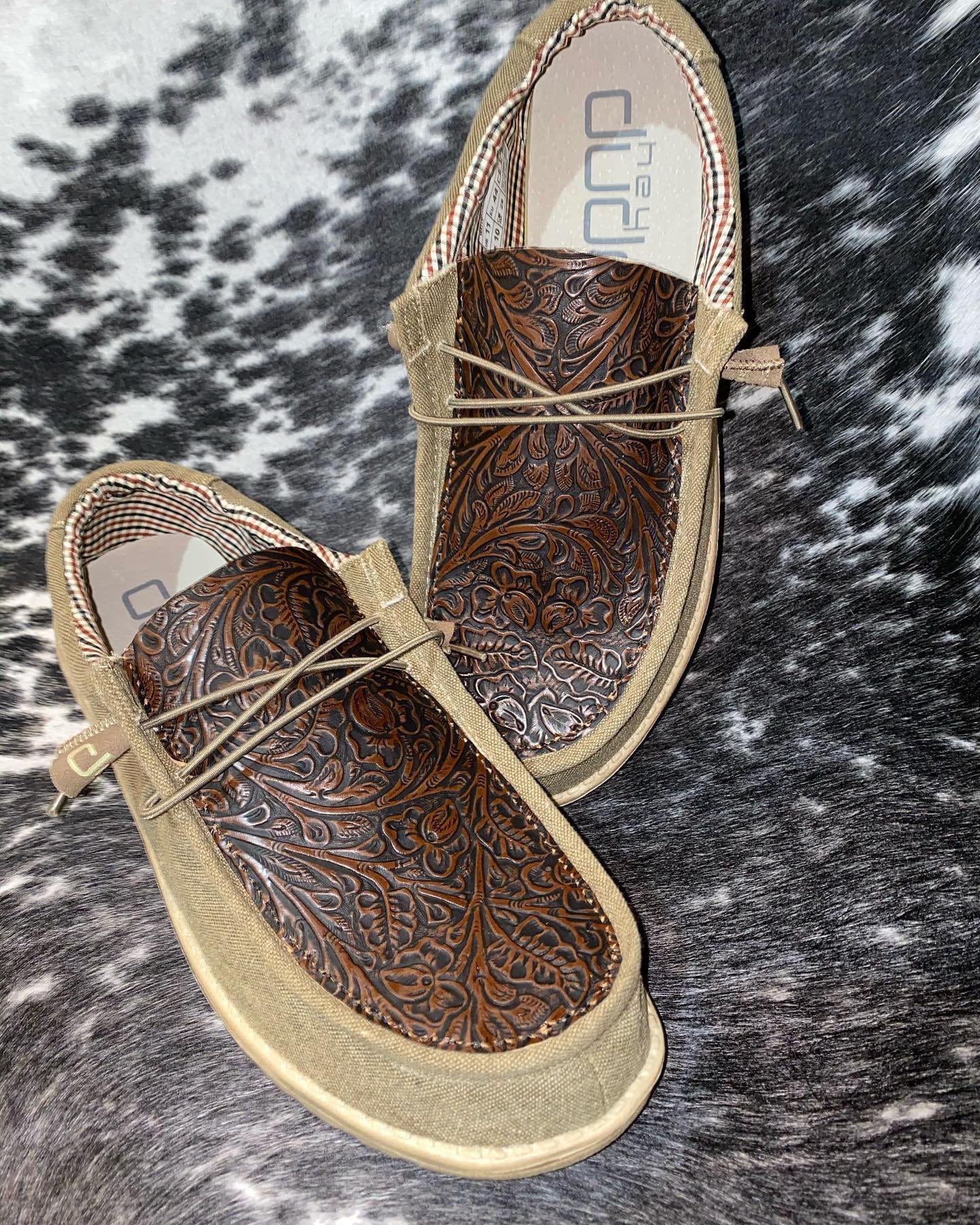 Tooled Leather Hey Dudes Shoes | Etsy