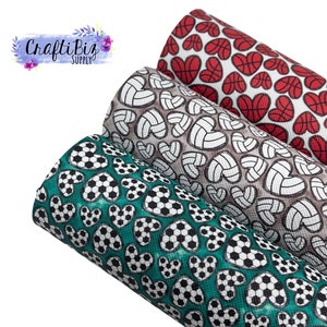 Sports Hearts faux leather sheets, soccer, volleyball, basketball, faux leather, earring, bow material, diy bow supplies, earring supplies