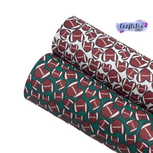 Football Hearts faux leather sheets, sports faux leather, earring, bow material, diy bow supplies, earring supplies