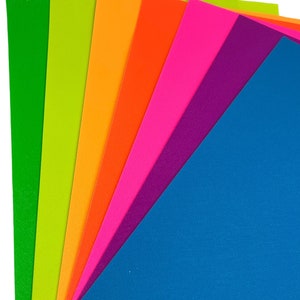 Neon Faux Leather Sheet, Bright, Fluorescent, bow supplies, glitter, Pink, Green, Blue, yellow, Purple, orange