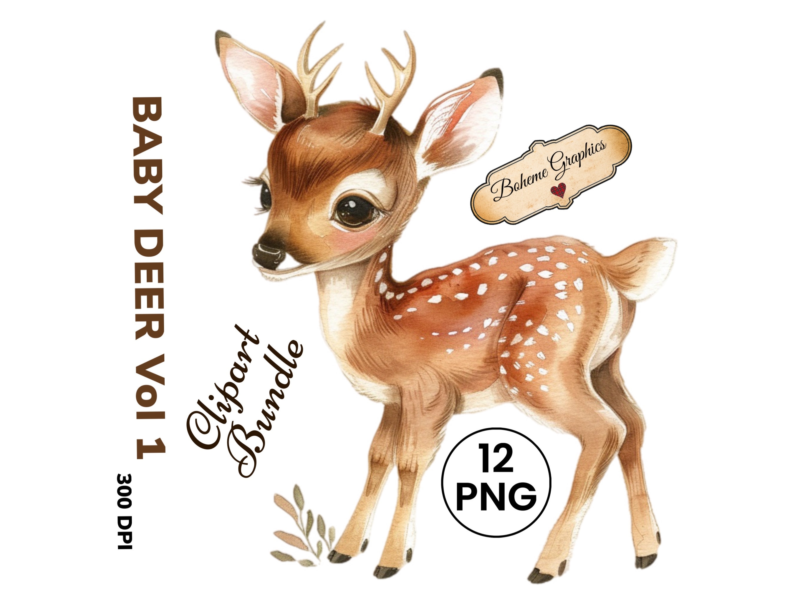 12 Printable Baby Deer Clipart Images for Decoupage, Card Making ...