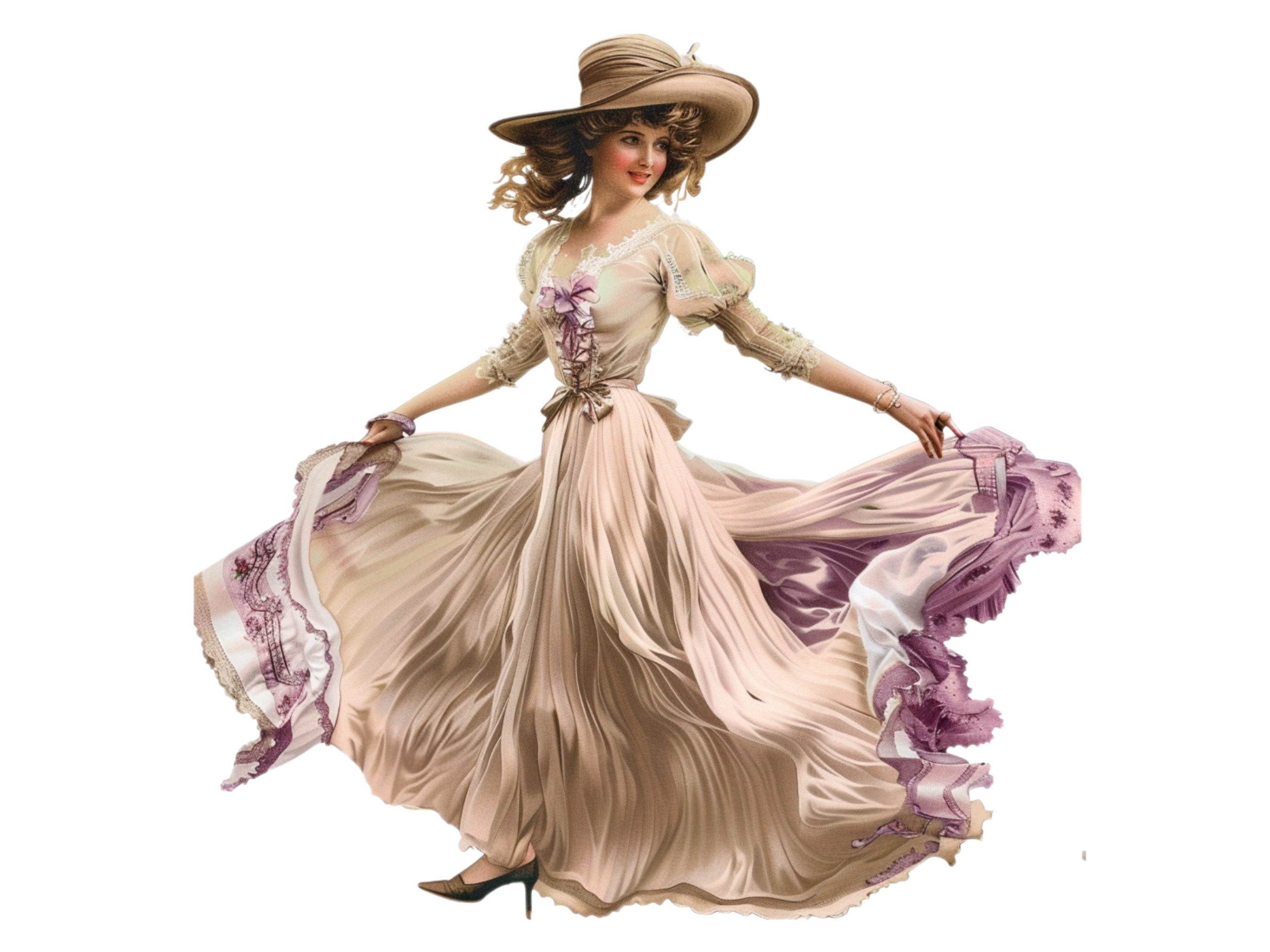 5 Printable Victorian Lady Clipart for Decoupage, Scrapbooking, Furniture Decor, Decorative ...