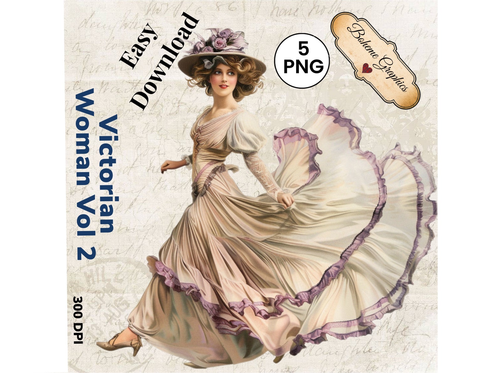5 Printable Victorian Lady Clipart for Decoupage, Scrapbooking, Furniture Decor, Decorative ...