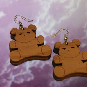 High School Club Bear laser cut wooden earring
