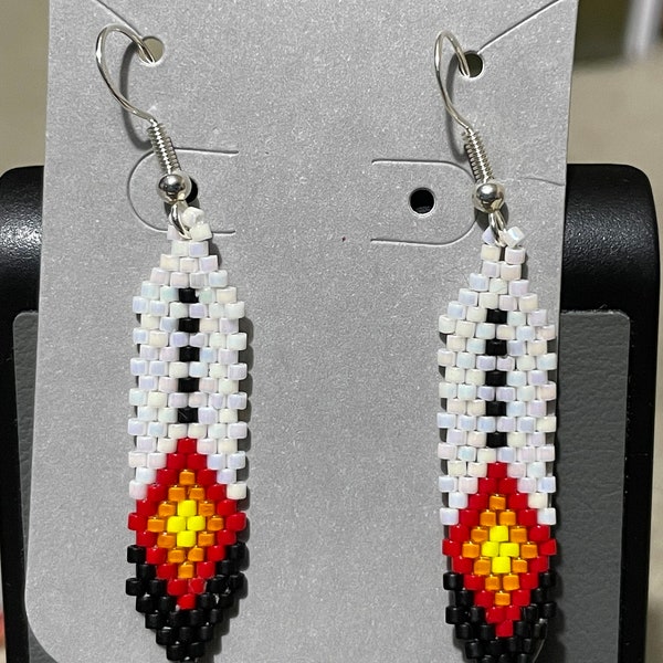 Native American beaded feather earrings