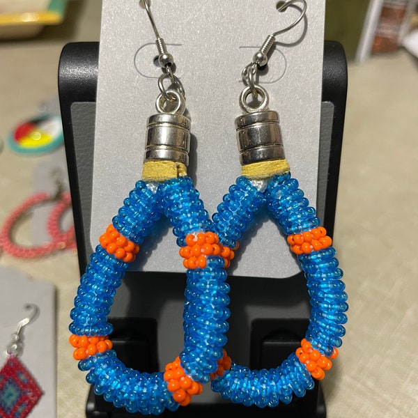 Beaded rope teardrop hoop earrings