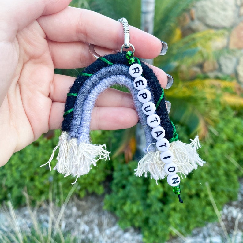 The reputation rainbow macrame keychain