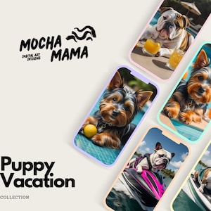 Puppy Vacation Digital IPhone Wallpaper