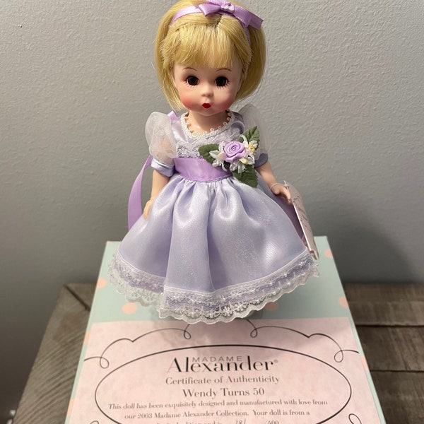 2003 MADC Premiere Limited Edition Wendy Turns 50 Madame Alexander Doll #36620 with Original Box, Wrist Tag, Stand & Certificate Included