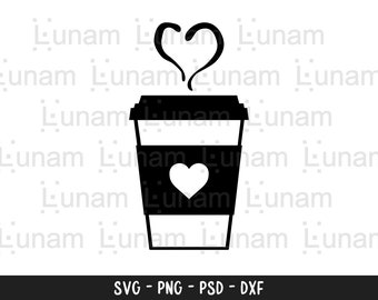 Download Coffee Cup With Heart Svg Etsy