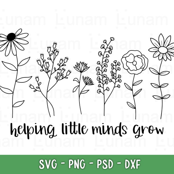 Helfen kleine Köpfe wachsen svg png, Wildblumen svg, Lehrer svg, Lehrer Spruch svg, Lehrer wachsen svg, Lehrer Leben svg, svg Dateien für Cricu