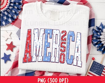 America 250 Anniversary Png File, America 250 PNG, Floral Gingham Bows Patriotic Printable Design, USA 250 PNG, Red White Blue Sublimation