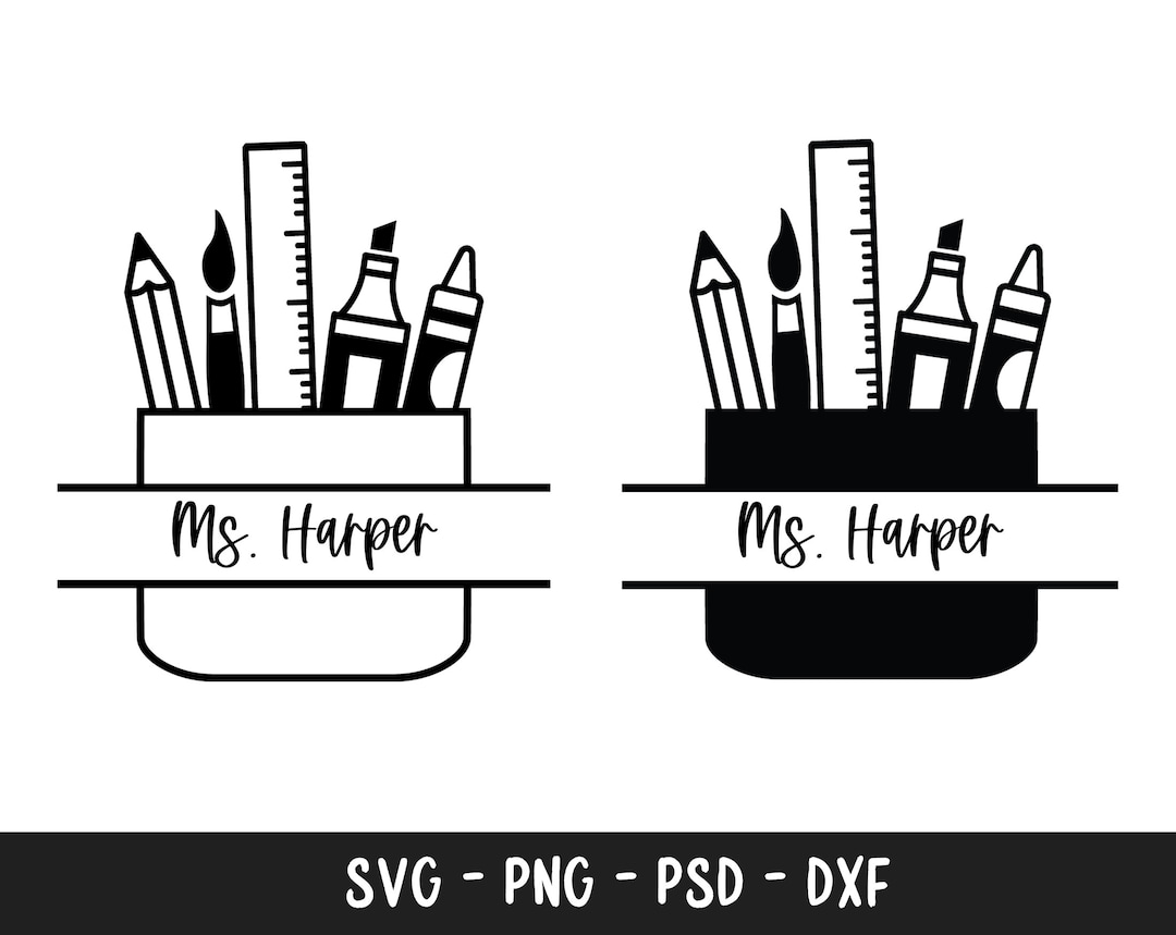 Teacher SVG, Teacher Split Monogram SVG, School Supplies SVG, Back to