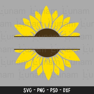 Girassol SVG, Girassol Monograma SVG, Flor Svg, Monograma Svg, Meio Girassol Svg, Arquivos Svg de Girassol, Arquivo cortado Cricut, Silhueta, Cameo