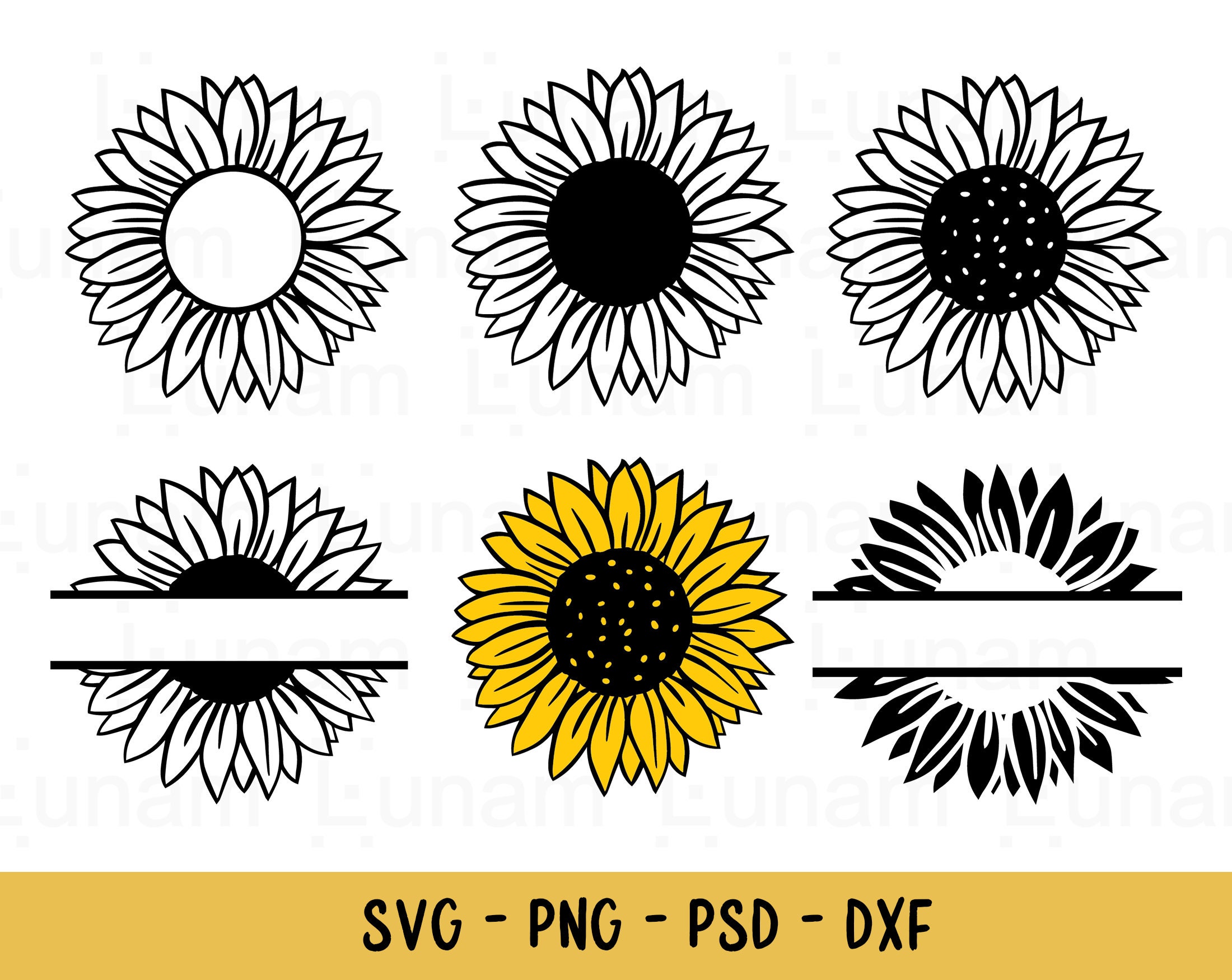 Sunflower SVG Bundle Sunflower SVG Flower Svg Monogram Svg - Etsy