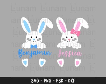 Bunny Name Frame SVG, Easter SVG, Bunny SVG, Bunny split svg, Cute Bunny Svg, Bunny Face Svg for Cricut Silhouette Cameo