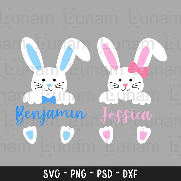 Bunny Name Frame SVG, Easter SVG, Bunny SVG, Bunny split svg, Cute Bunny Svg, Bunny Face Svg for Cricut Silhouette Cameo