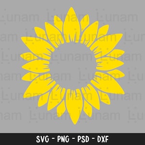 Sunflower SVG, Sunflower Monogram SVG, Flower Svg, Monogram Svg, Half Sunflower Svg, Sunflower Svg Files, Cut file Cricut, Silhouette, Cameo