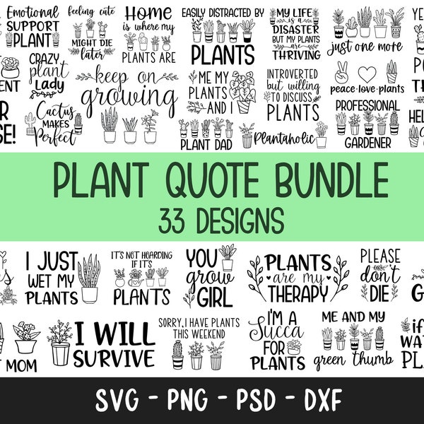 Plant Lover SVG Bundle, Plant svg, Plant Quotes Svg, houseplant svg, Plant Mom Svg, funny plant quote, garden quote svg,crazy plant lady svg