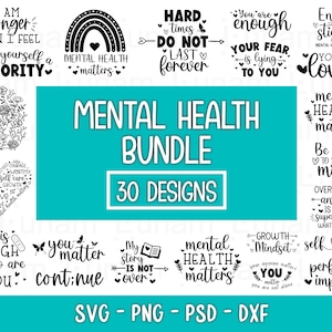 Psychische Gesundheit SVG Bundle, Selbstliebe SVG, inspirierend svg, positive SVG, motivierende SVG, Hoffnung svg, psychische Gesundheit Bewusstsein, geschnittene Dateien