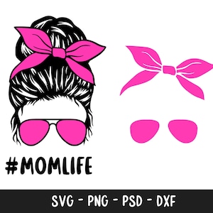 Momlife Svg, Messy Bun Hair Svg, Momlife Png, Mom Life Svg, Mom Bun Svg, Kid Life Svg, Kid Life Png, Layered Mom Skull Svg, Mom Cut File