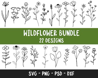 Wildflower Svg Bundle, Floral Svg Bundle, Wildflowers svg, Floral svg, Wild flower svg, flower sketch svg, flower svg
