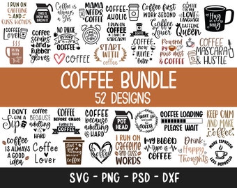 Café SVG Bundle, Funny Coffee SVG, Coffee Quote Svg, Caffeine Queen, Coffee Lovers, Coffee Obsessed, Mug Svg, Coffee mug Svg, Coffee File