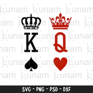 King and Queen Svg, King of Spades Svg, Queen of Hearts Svg, Playing Card King Queen Svg, Couples Shirt Svg