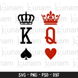 Król i królowa Svg, Król pik Svg, Dama kier Svg, Karta do gry Król Królowa Svg, Koszulka dla par Svg