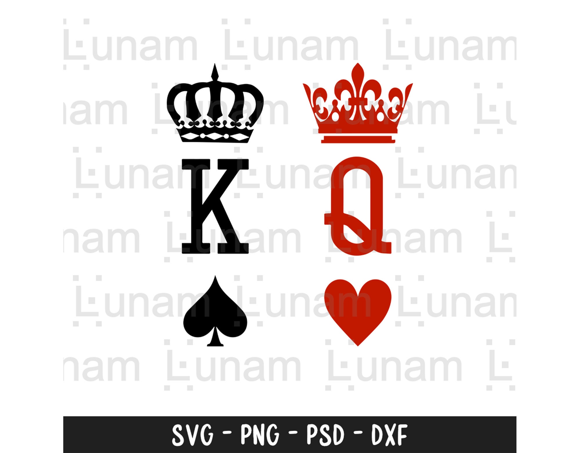 King and Queen Svg, King of Spades Svg, Queen of Hearts Svg, Playing Card  King Queen Svg, Couples Shirt Svg
