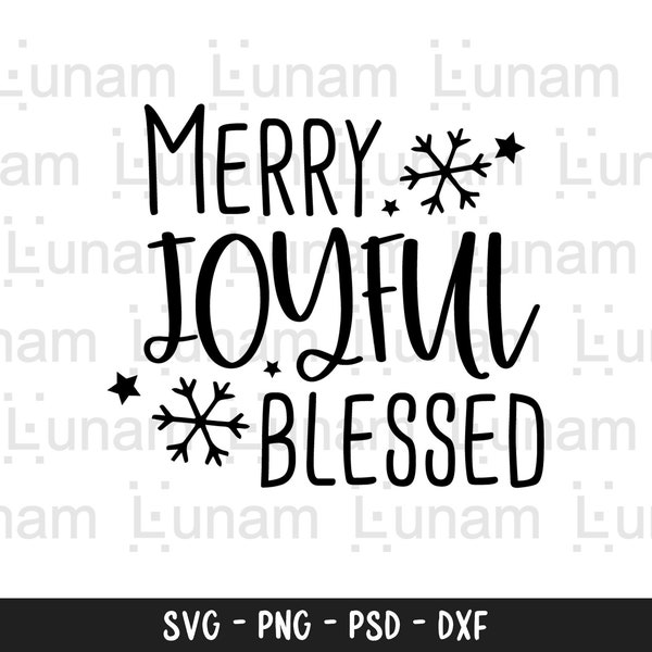 Merry Joyful Blessed SVG, Christmas SVG, Mom Christmas Design, Christmas Iron On Design, Christmas Silhouette
