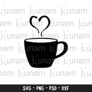 Mug svg , Mug with heart steam svg, Latte Svg, Coffee Mug Svg, Coffee svg, Coffee svg for cricut, Coffee svg for silhouette, Coffee Cut file