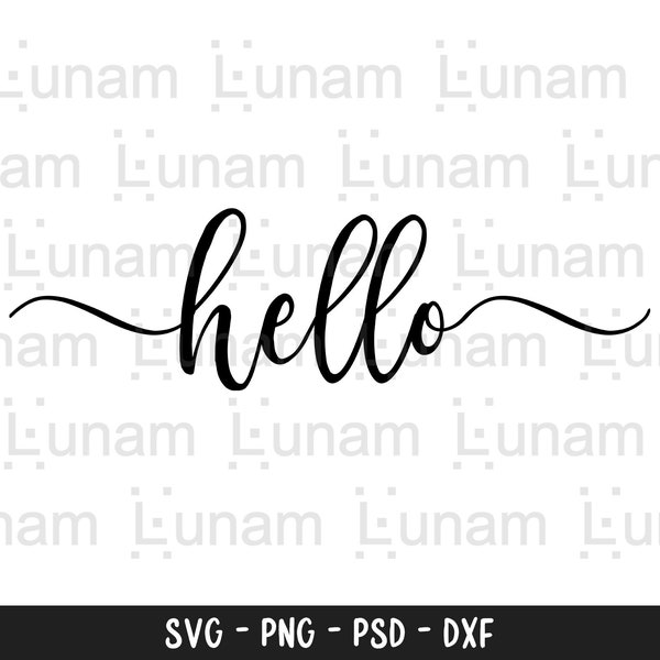 Hello SVG, Hello PNG, Hellow DXF , Hello Cut File, Hand Lettered Hello, Calligraphy Hello, Hello Clipart