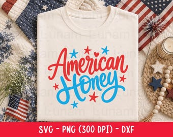 American Honey PNG, Preppy 4th July Girly USA Design, Independence Day Girls Shirt Design, American Honey SVG, Cute 4th of July Design