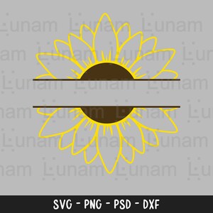 Sunflower SVG, Sunflower Monogram SVG, Flower Svg, Monogram Svg, Half Sunflower Svg, Sunflower Svg Files, Cut file Cricut, Silhouette, Cameo